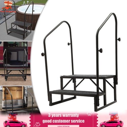204kg/450lbs 2-StepsCamper Step Porch Stair Swimming Pool Ladder RV Stair - Picture 6 of 18