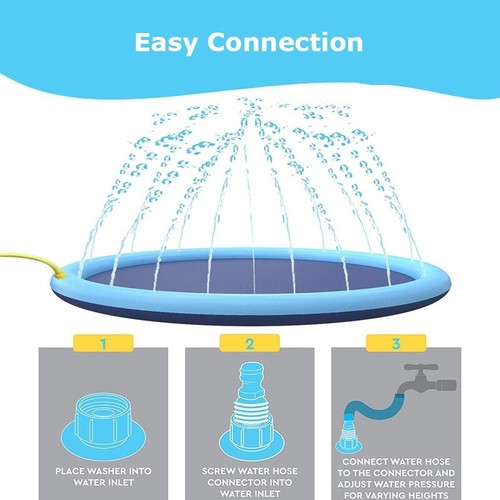 200cm Sprinkler Play Mat Inflatable Water Spray Toy Dog Pool Beach Splash Pad - Picture 3 of 10