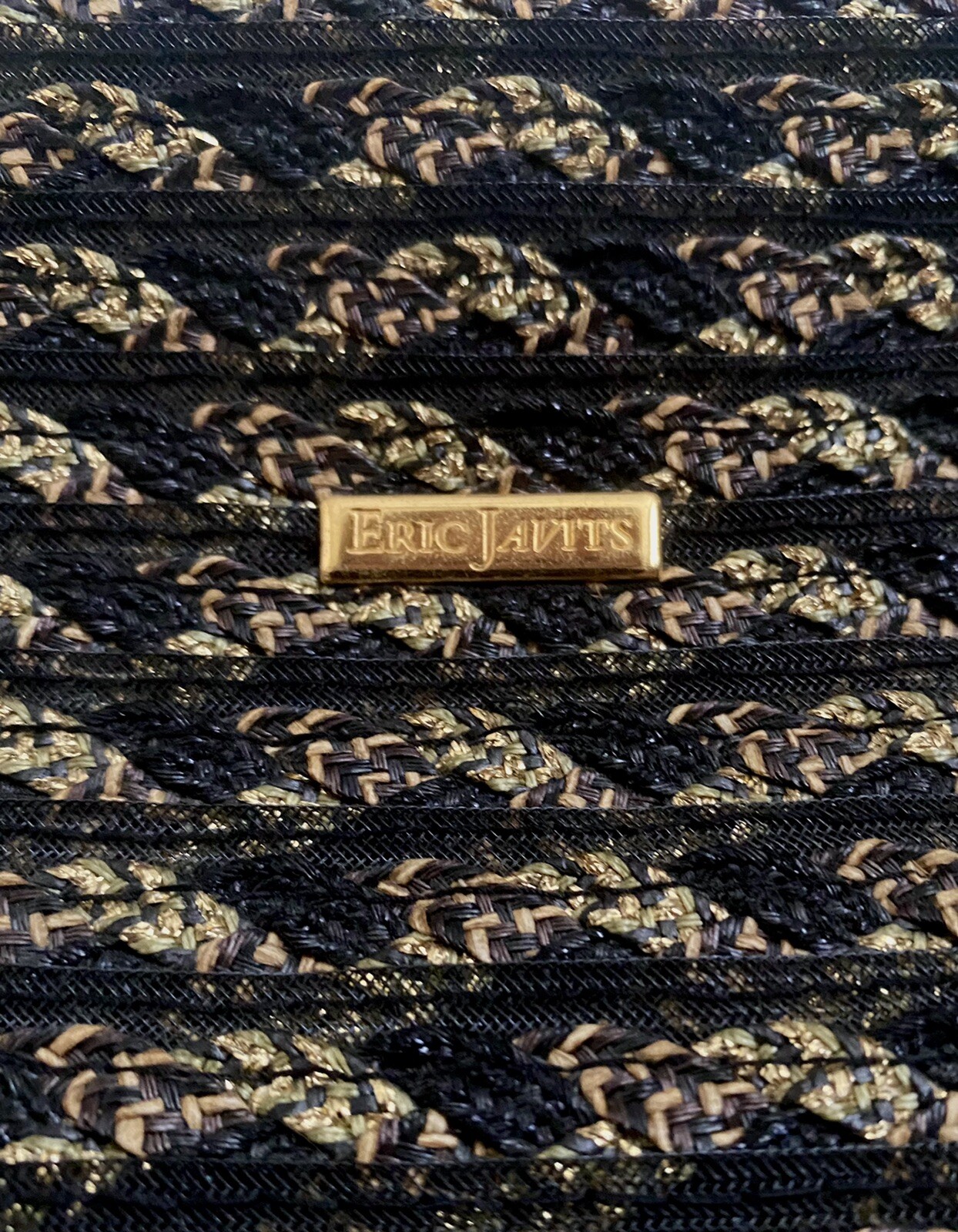 Eric Javits Gold Metallic Squishee Handbag Leathe… - image 8