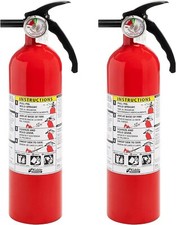 Fire extinguisher set (2-pack), 1-A:10-B:C rating, dry chemical, with brackets.