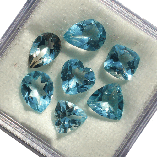 VVS 7 Pcs Natural Blue Topaz Untreated 7.1mm-9.4mm Mix Faceted Cut Gemstones Lot - Picture 8 of 12