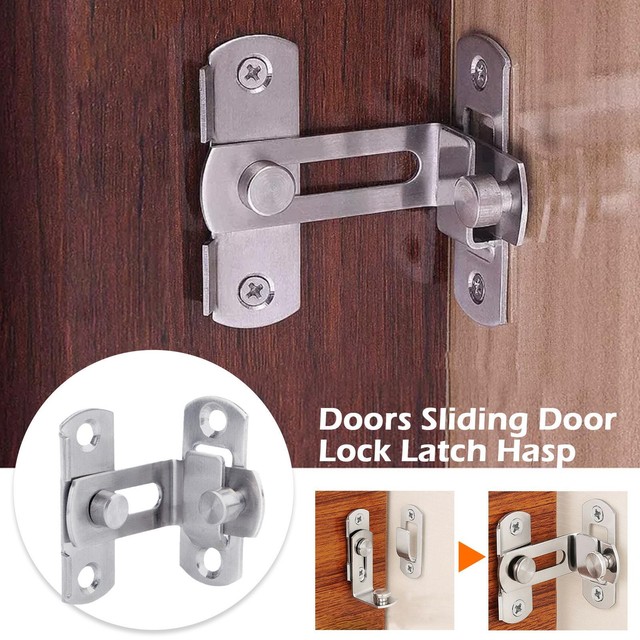 90 Degree Stainless Steel Latch Safety Right Angle Sliding Door Lock Tool 90 Degree Stainless Steel Latch Safety Right Angle Sliding Door Lock Tool
