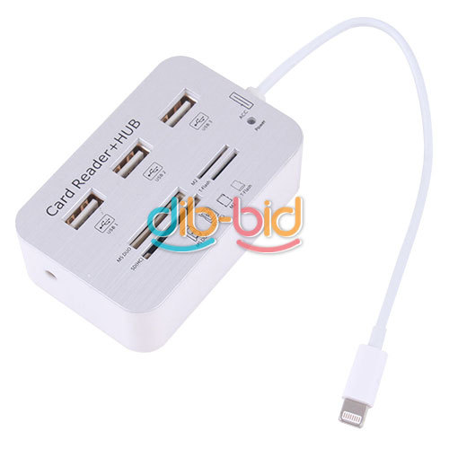 USB Hub 3 Port Micro SD TF M2 SDHC MS Card Reader Combo Adapter for iPad Mini SS