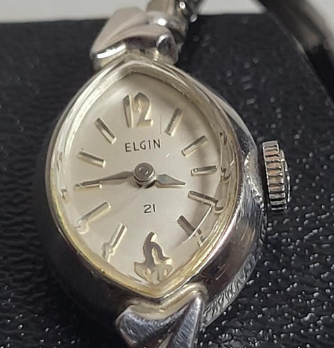 Vtg ELGIN Cocktail Womens Wristwatch Original Red Velvet Box 21 Jewels Untested - Picture 10 of 13