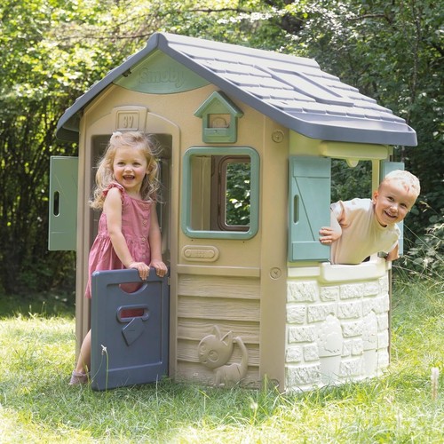 Smoby Life Jura Lodge Playhouse with Front & Back Gates, Bird Feeder, Mail Box - Picture 1 of 9