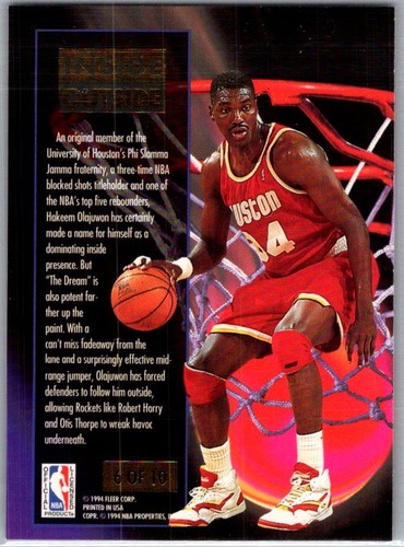 1993-94 Ultra #6 Hakeem Olajuwon Inside Outside - Picture 2 of 2