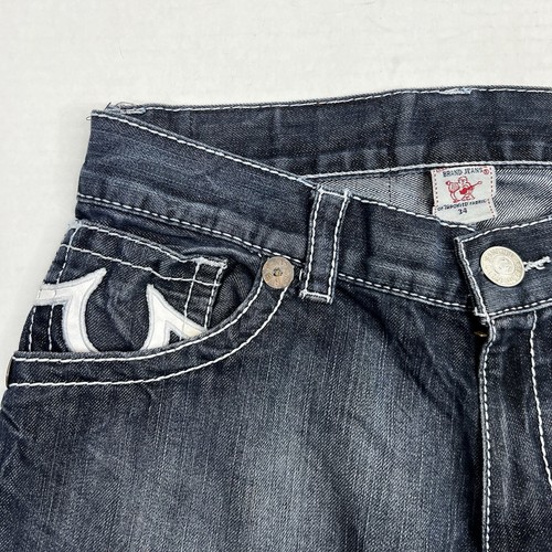 Men's Y2K True Religion Billy Super T Jeans Dark Wash Denim Actual Size 34x30 - Picture 8 of 11