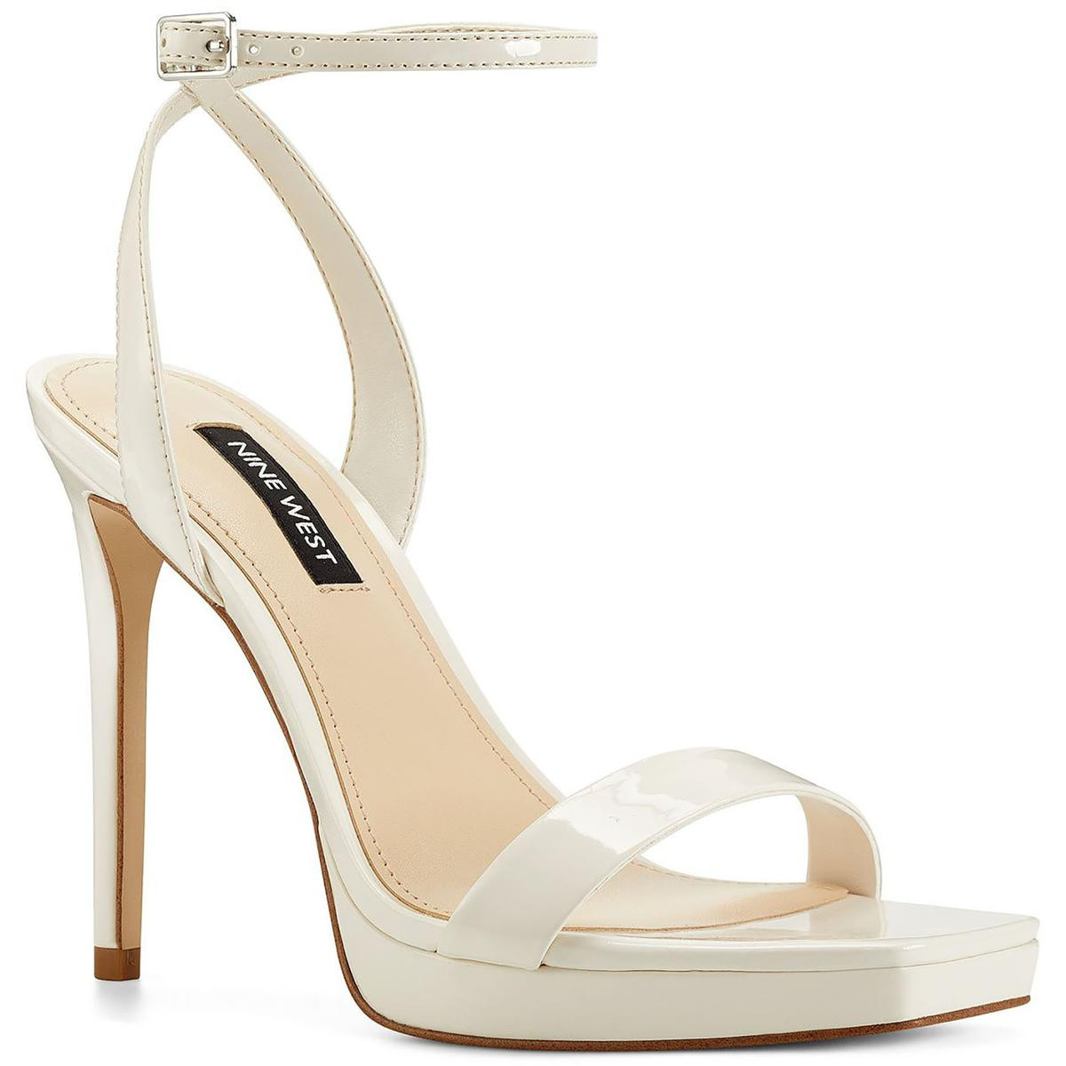Летние лакированные туфли Nine West Womens Zadie3 цвета слоновой кости на каблуке 7 Средний (B,M) BHFO 3733