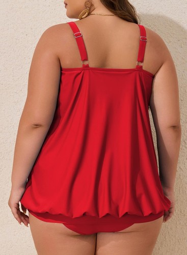 Aleumdr Women's Plus Size Two Piece Tankini Bathing Suits Tummy Control Swims... - Picture 3 of 7