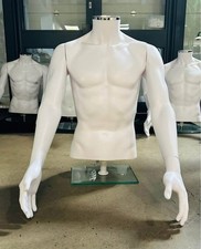 Male Mannequin Retail Shop Display Window Upper Torso Arms Fashion Body White