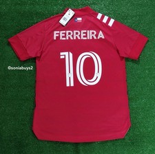 Adidas FERREIRA MLS FC Dallas Home Authentic Soccer Jersey, EH8694, Blaze Red, M