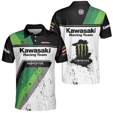 Custom Name Men's Kawasaki Racing Team Logo Print Polo Shirt Gifts - All Size