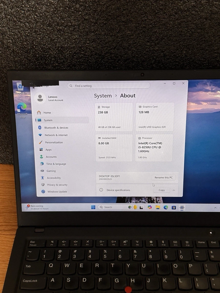 Intel Core i5 8th Gen. 256 GB SSD Capacity 8 GB RAM PC Laptops
