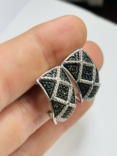 Gemporia silver earrings with blue and clear diamonds - Picture 4 of 8