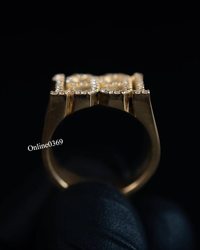 Anillo certificado diamante cultivado en laboratorio inicial cualquier número en plata chapada en oro amarillo Foto 2 de 4