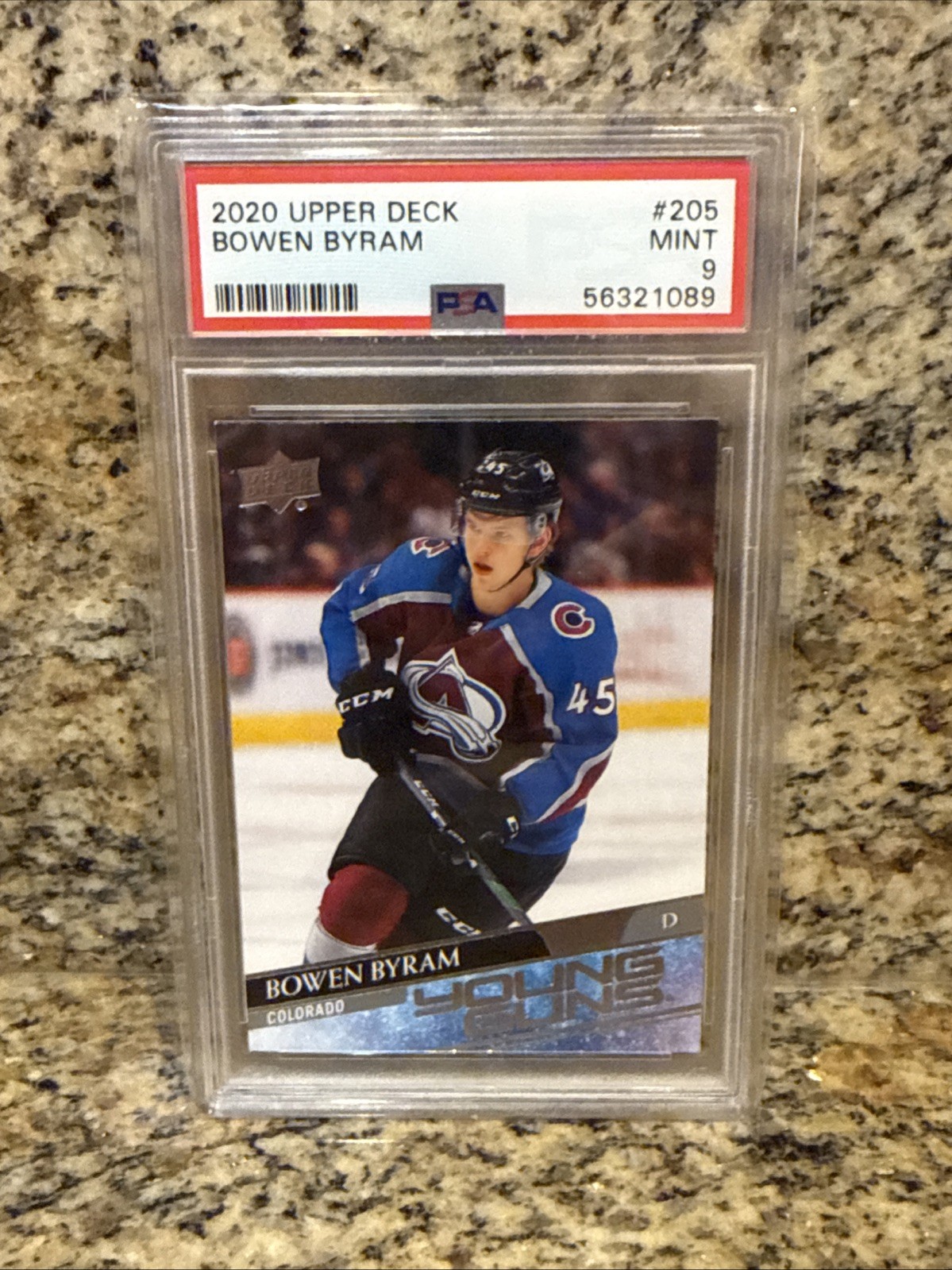 Bowen Byram 2020-21 Upper Deck Young Guns #205 RC Rookie PSA 9 MINT