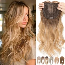 Straight Wavy 18in Hair Toppers for Women with Thinning Hair Long Layered Ombre