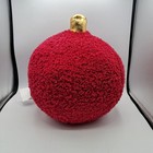 Large Plush Christmas Ornament 16 Inch Red And Gold Pillow Pouf Decoration 