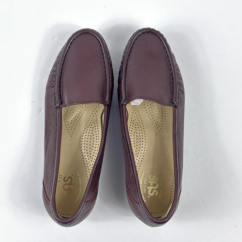 SAS Simplify Shoes Womens 7 W Leather Loafers Slip On Tripad Antique Wine - Picture 7 of 11