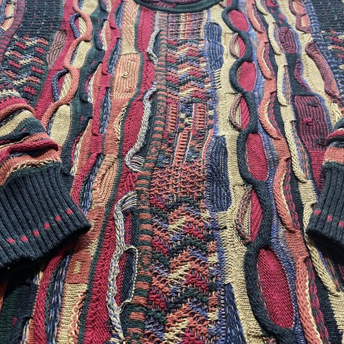 Maglione vintage J Ferrar uomo grande 3D testurizzato Cosby Coogi maglia pullover anni 90 - Foto 4 di 9