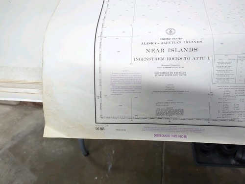VTG Alaska Aleutian Islands Near Islands 1972 Nautical Chart Map 48x32 - Picture 3 of 4