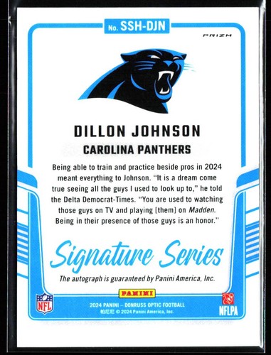 2024 Panini Donruss Optic Dillon Johnson Signature Series Rookie Auto Holo Prizm - Bild 2 von 2