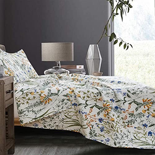 3-Piece Quilt Set King Size Floral Quilt Bedding Reversible Bedspread Coverlet - Picture 7 of 7