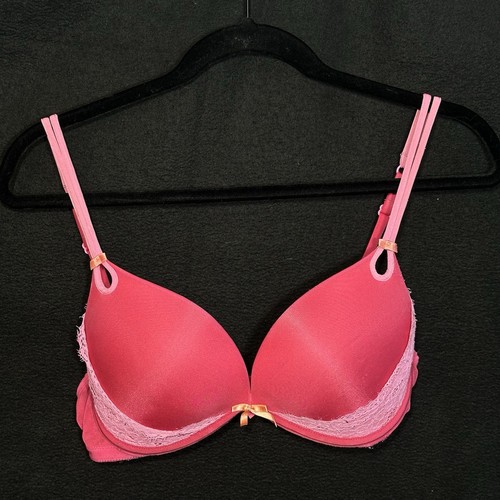 Women's 36B Pink Lace Pushup Bra With Bows - Cosmopolitan