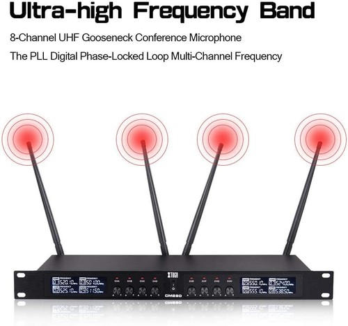 XTUGA YT8 UHF 8 Channel Desktop Gooseneck Microphone System Conference Mic - Picture 4 of 23