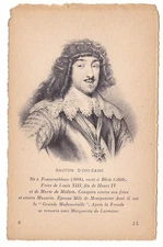Gaston D'Orleans (1608-60) Brother of Louis XIII, Divided Back Postcard Unposted