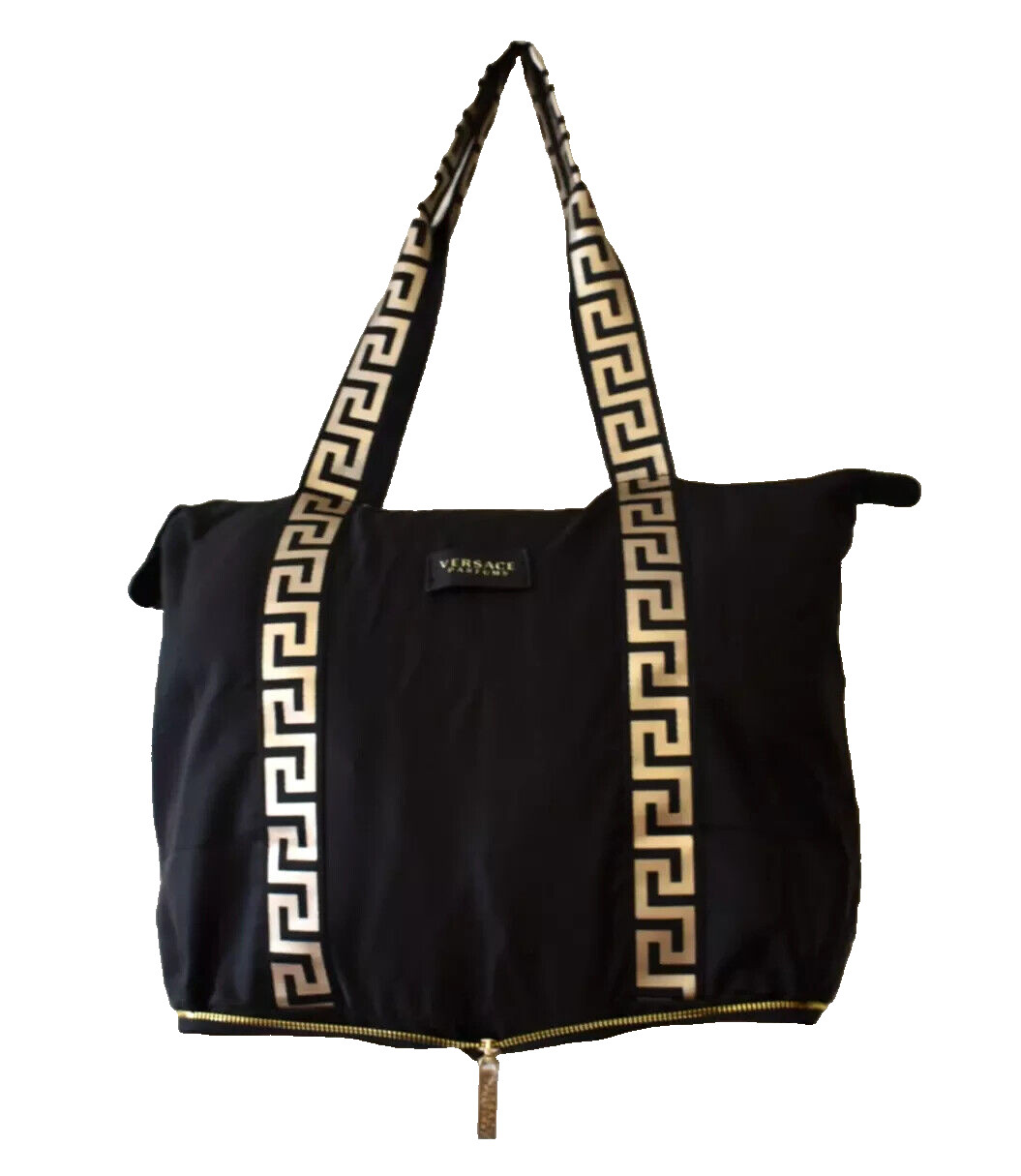 Versace Parfums Women's Black Gold Folding Tote Travel Shopper Shopping Bag NEW image 3