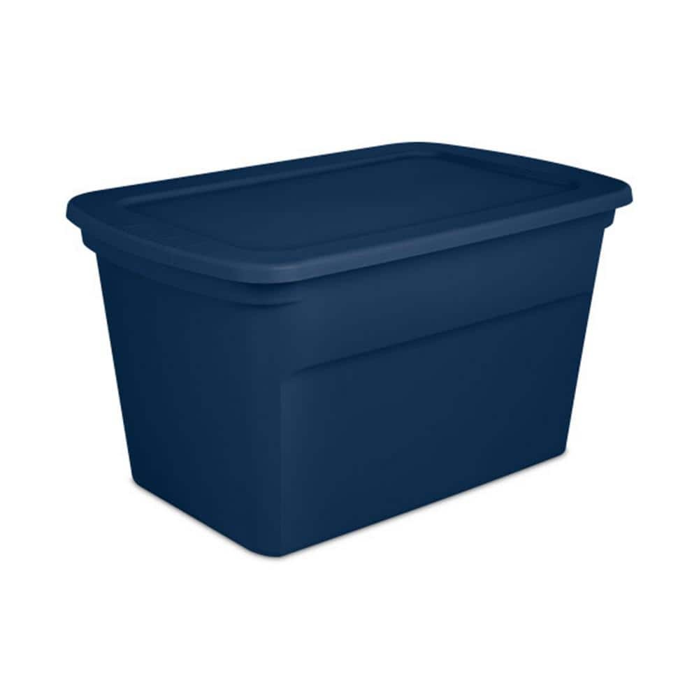 Blue 30-Gallon Stackable Lidded Storage Totes, 6-Pack