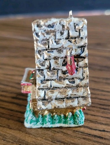 Vintage Weihnachtshaus Fingerhut 24 kt GP Miniatur Schmuckschatulle mit Weihnachtsmann & Elfenschlitten - Bild 12 von 21