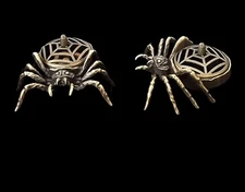 Gothic Style Brass Metal Spider W/Spider Web Back Incense Burner~Creepy Decor