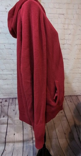 Marina Rinaldi Voyage Red Waffle Knit Cotton DBL Zip Cardigan Hooded XXL Woman - Picture 6 of 17