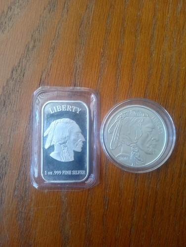 1 oz Buffalo .999 Fine Silver Bar Sealed/1  Oz SMI Buffalo Round  2 Oz Lot