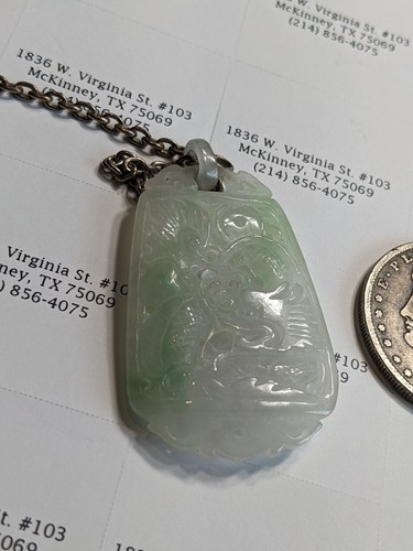 ANTIQUE  IMPERIAL JADE CARVED AT MINE SCARCE APPLE JADE LINK SILVER CHAIN QING - Bild 6 von 24