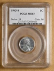 1943 S Lincoln Wheat Steel Cent PCGS MS67