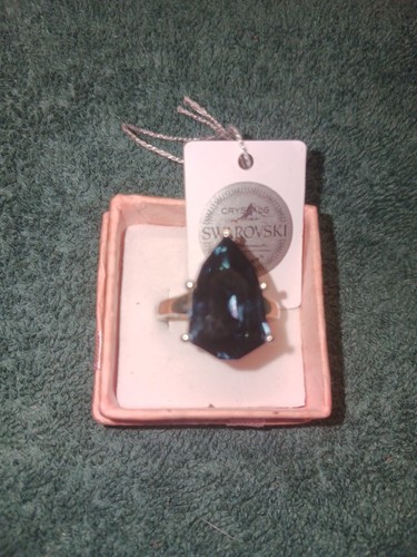 Size 8 Platinum/Sterling Set Made With Montana Blue From Swarovski Ships (960) - Picture 5 of 8