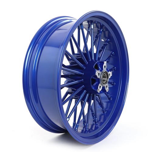 21x2.15 18x5.5 Fat Spoke Wheels Rims for Harley Dyna Street Bob Low Rider Blue - Picture 9 of 9