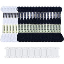 20 Stück Weiß Schwarze Stickgarn mit 20 Spulen, Stickerei Stickseide Schwarze...