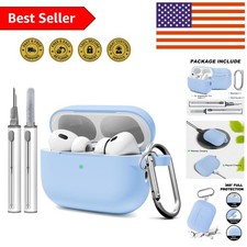 Protective Sky Blue Silicone Case for AirPods Pro 2/1 with Cleaning Accessories