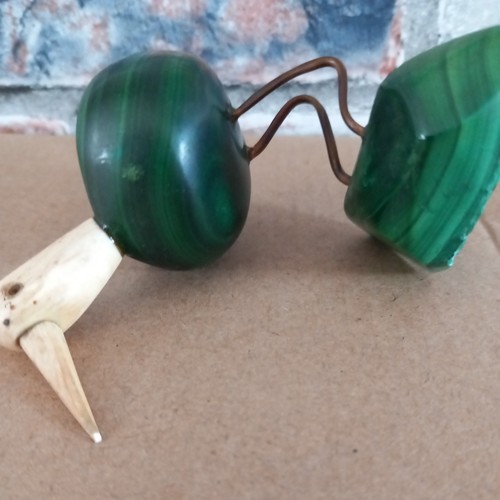 Vintage Green Malachite Hand Carved & Polished Duck Figurine - Bild 9 von 10