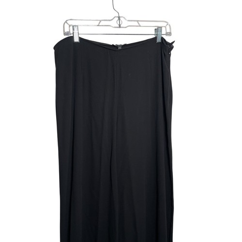 Eileen Fisher Pants Women's 10 Black 100% Silk Wide Leg Flare Lightweight Career - Picture 2 of 14