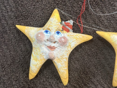 3 Pappmaché Weihnachtsstern Christbaumschmuck anthropomorph 3,5 x 3,5 cm - Bild 2 von 9