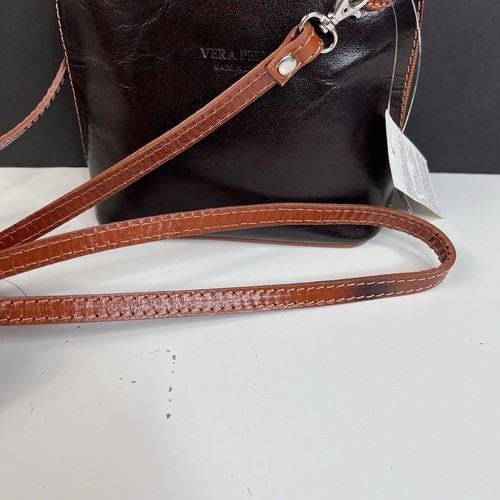 Nuevo con etiquetas Bolso de Hombro Vera Pelle Cuero Genuino Mini Bucket Dos Tonos - Hecho en Italia - Imagen 13 de 13