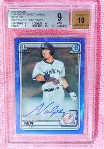 2020 BOWMAN CHROME SAPPHIRE 1st AUTO #BSPAAV ANTHONY VOLPE RC BGS 9 10 {Pop3}