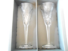 Waterford Millennium Collection Cut Crystal Toasting Flutes HAPPINESS Signed NIB
