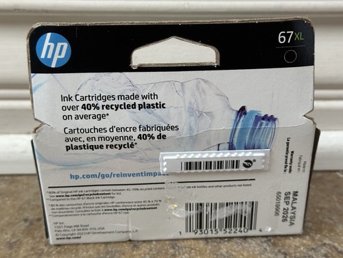 HP Ink Cartridge 67 XL High Yield Black Color Exp 09/2026 - Picture 2 of 3