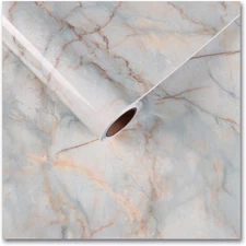 Cyan Gold Marble Contact Paper 12"x80" - Peel & Stick Waterproof Countertop Film